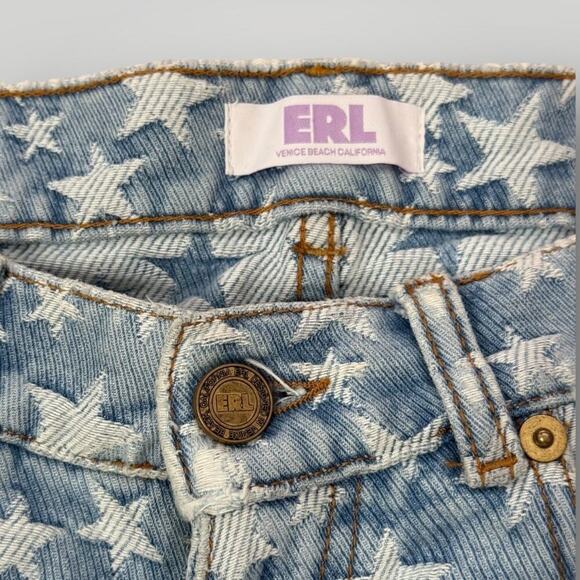 ERL Star Print Flare Jeans - Made in Italy - Size S -Venice Beach California L31 - Picture 5 of 12